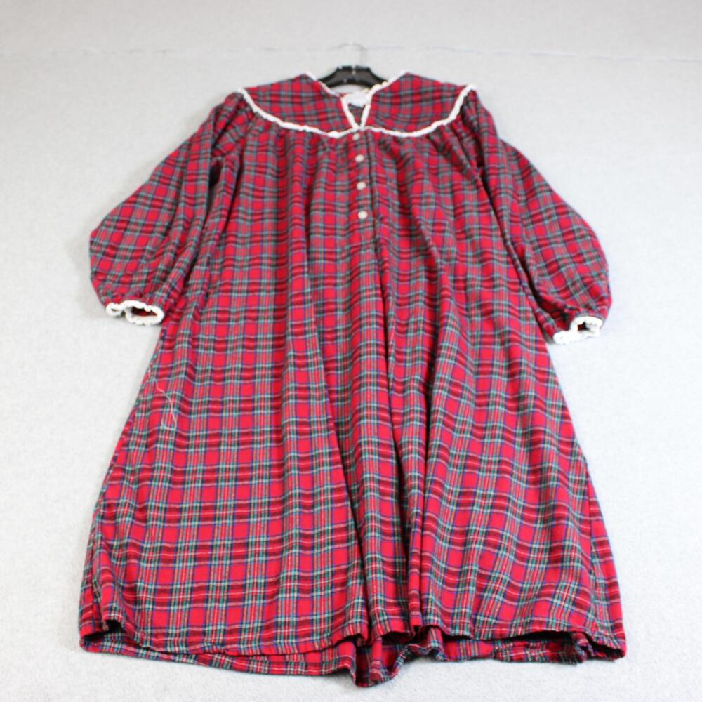 Lanz Of Salzburg Gown Women Medium Red Plaid Flannel Long Sleeve Sleepwear Comfy